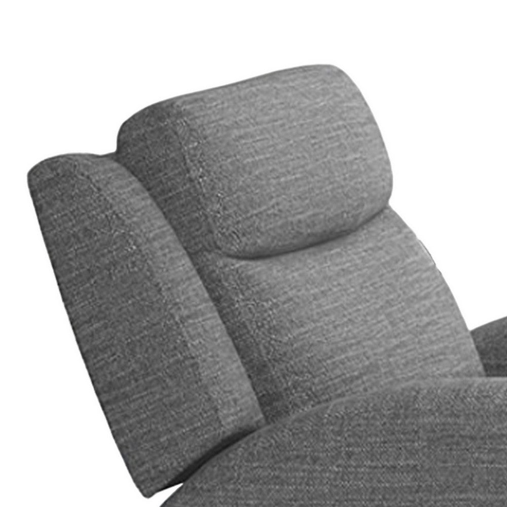 Cory Manual Recliner Chair, Contour Armrests, Solid Wood, Gray Polyester -BM321097