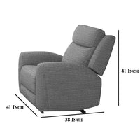 Cory Manual Recliner Chair, Contour Armrests, Solid Wood, Gray Polyester -BM321097