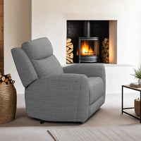 Cory Manual Recliner Chair, Contour Armrests, Solid Wood, Gray Polyester -BM321097