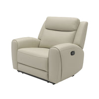 Cobe Manual Recliner Chair, Solid Wood and Soft Top Grain Beige Leather -BM321100