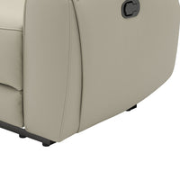 Cobe Manual Recliner Chair, Solid Wood and Soft Top Grain Beige Leather -BM321100
