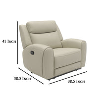 Cobe Manual Recliner Chair, Solid Wood and Soft Top Grain Beige Leather -BM321100