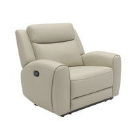Cobe Manual Recliner Chair, Solid Wood and Soft Top Grain Beige Leather -BM321100