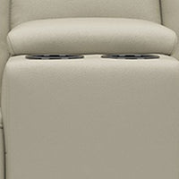 Cobe Manual Recliner Loveseat, 41 Inch, Center Console, Grain Beige Leather -BM321102
