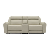Cobe Manual Recliner Loveseat, 41 Inch, Center Console, Grain Beige Leather -BM321102