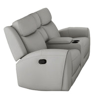 Cobe Manual Recliner Loveseat, 41 Inch, Center Console, Grain Gray Leather -BM321103