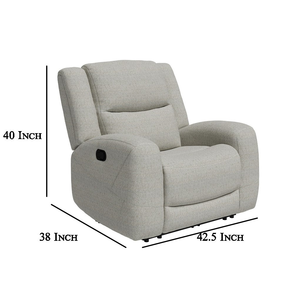 Gira Manual Recliner Chair with Contour Armrest, Wood Frame, Beige Fabric  -BM321110