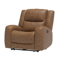 Leos Manual Recliner Chair, Contour Armrest, Wood Frame, Brown Leather -BM321114