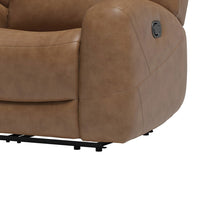 Leos Manual Recliner Chair, Contour Armrest, Wood Frame, Brown Leather -BM321114