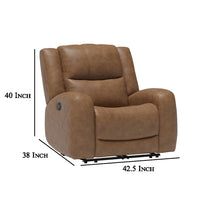 Leos Manual Recliner Chair, Contour Armrest, Wood Frame, Brown Leather -BM321114