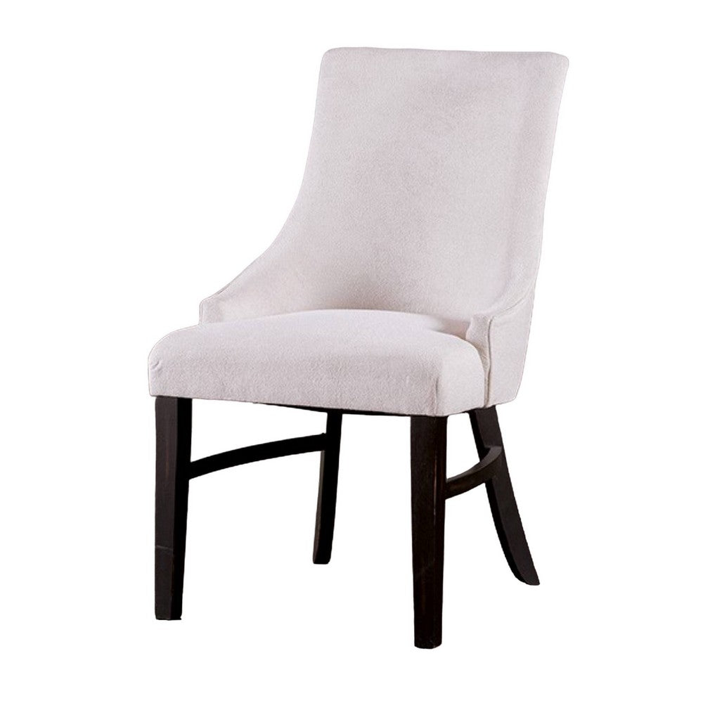 Luke Dining Armchair Set of 2 with Wingbacks, Padded, Black Wood, Beige -BM321117