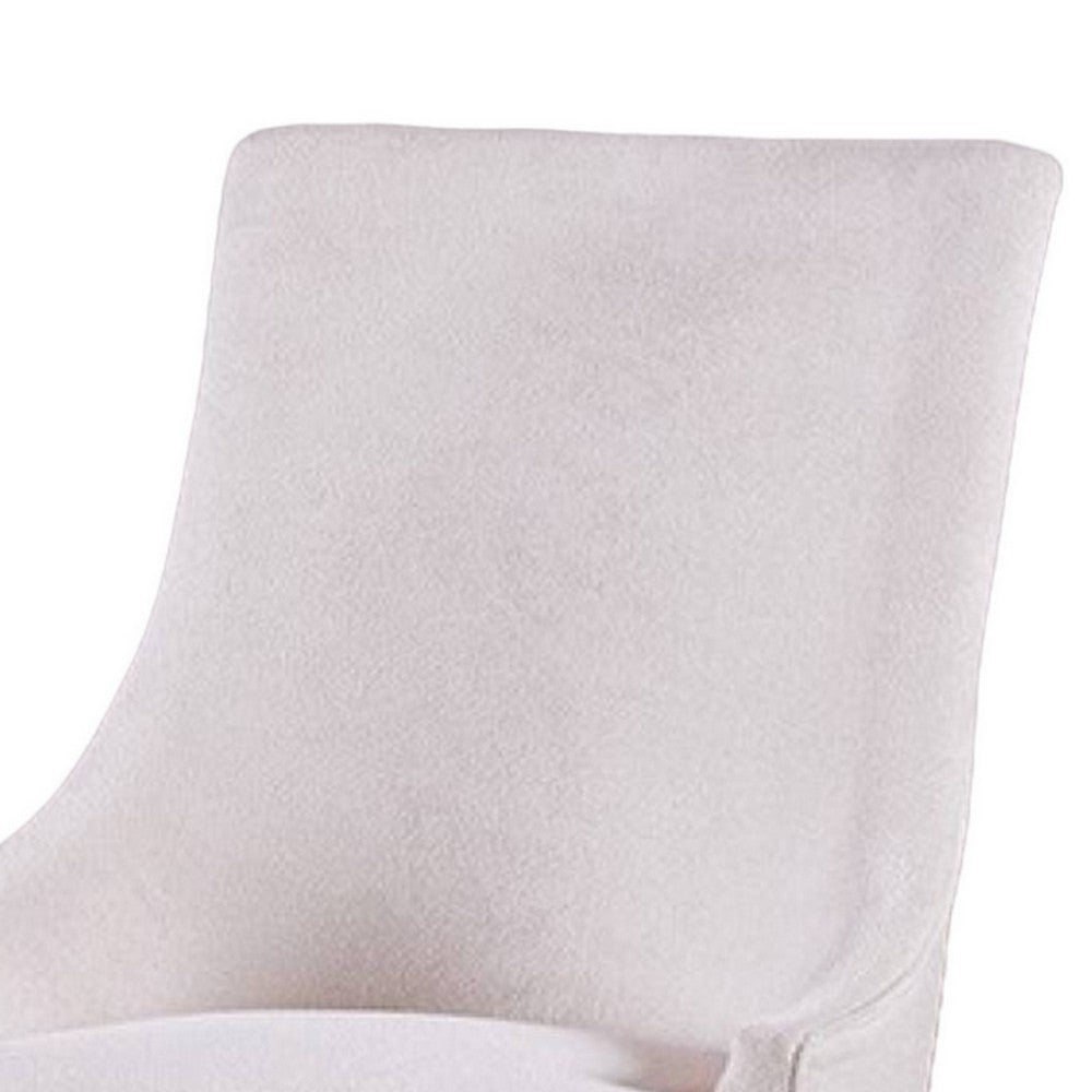 Luke Dining Armchair Set of 2 with Wingbacks, Padded, Black Wood, Beige -BM321117