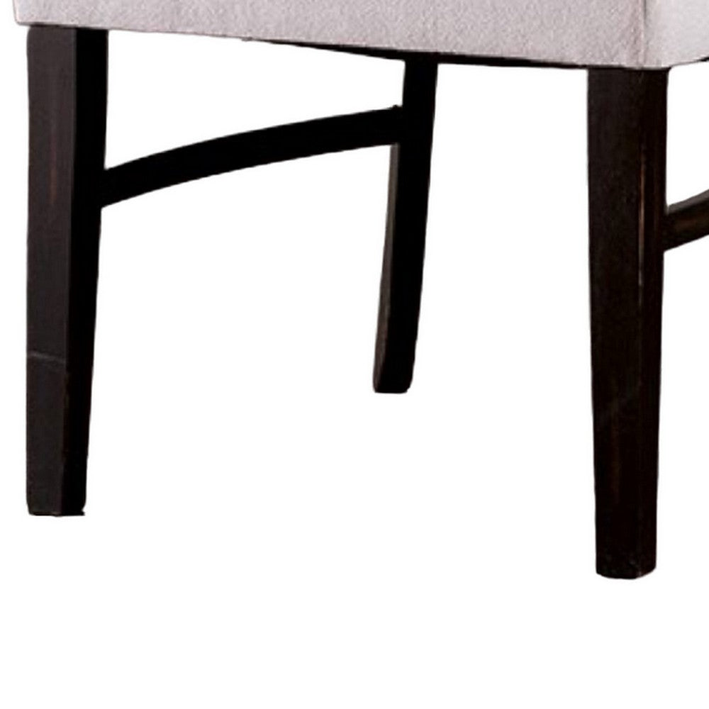 Luke Dining Armchair Set of 2 with Wingbacks, Padded, Black Wood, Beige -BM321117