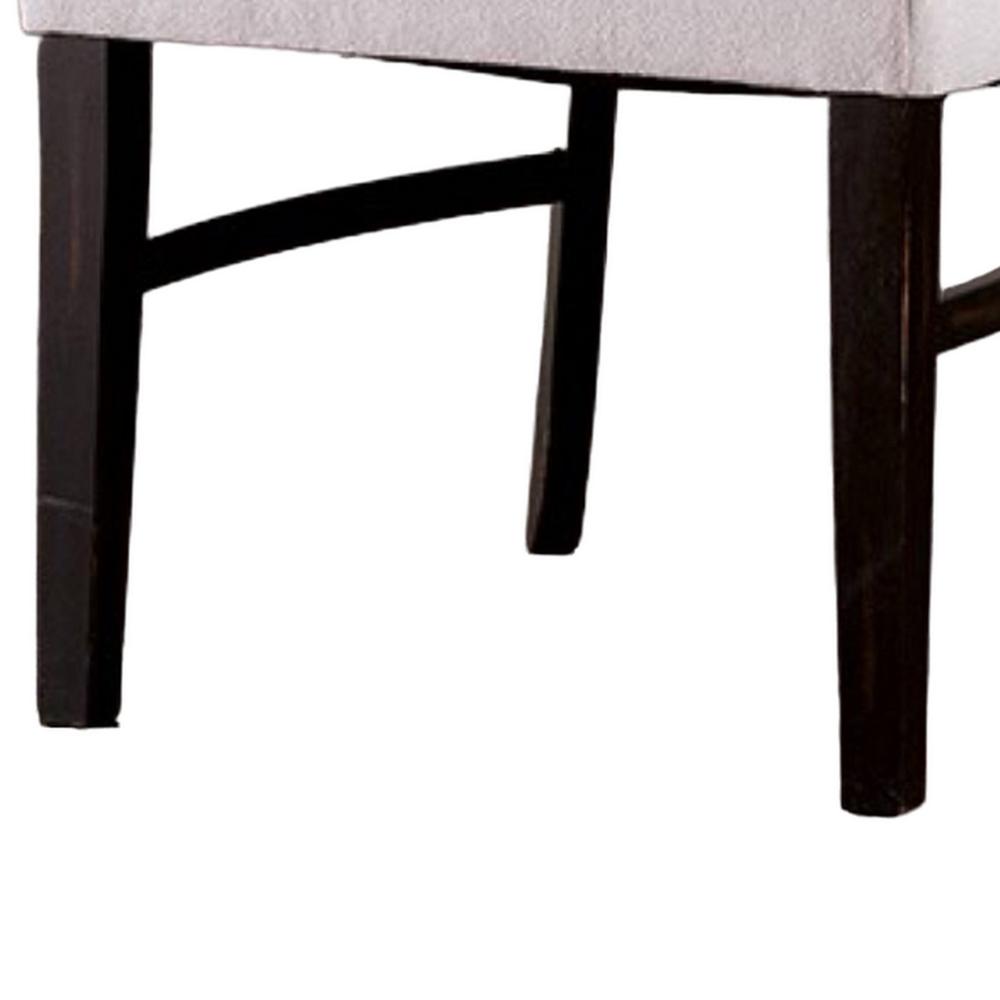 Luke Dining Armchair Set of 2 with Wingbacks, Padded, Black Wood, Beige -BM321117