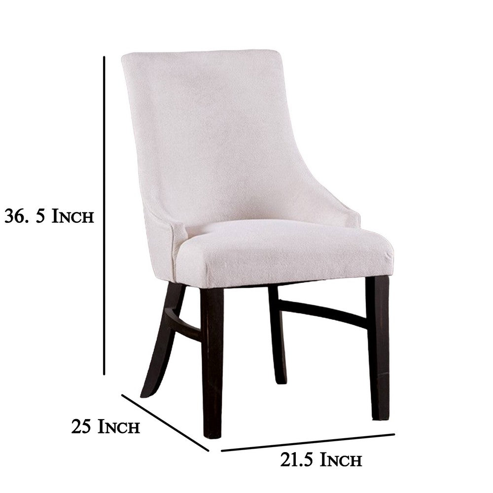 Luke Dining Armchair Set of 2 with Wingbacks, Padded, Black Wood, Beige -BM321117