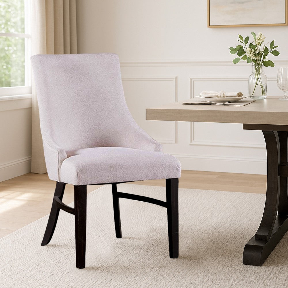 Luke Dining Armchair Set of 2 with Wingbacks, Padded, Black Wood, Beige -BM321117