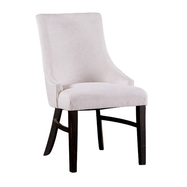 Luke Dining Armchair Set of 2 with Wingbacks, Padded, Black Wood, Beige -BM321117