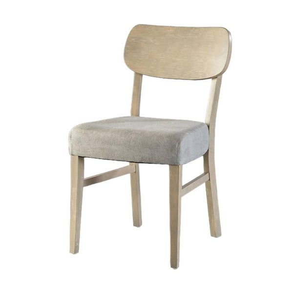 Kene Dining Side Chair Set of 2, Contour Back, Tapered Legs, Gray Fabric -BM321120