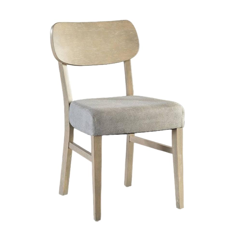Kene Dining Side Chair Set of 2, Contour Back, Tapered Legs, Gray Fabric