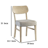 Kene Dining Side Chair Set of 2, Contour Back, Tapered Legs, Gray Fabric -BM321120