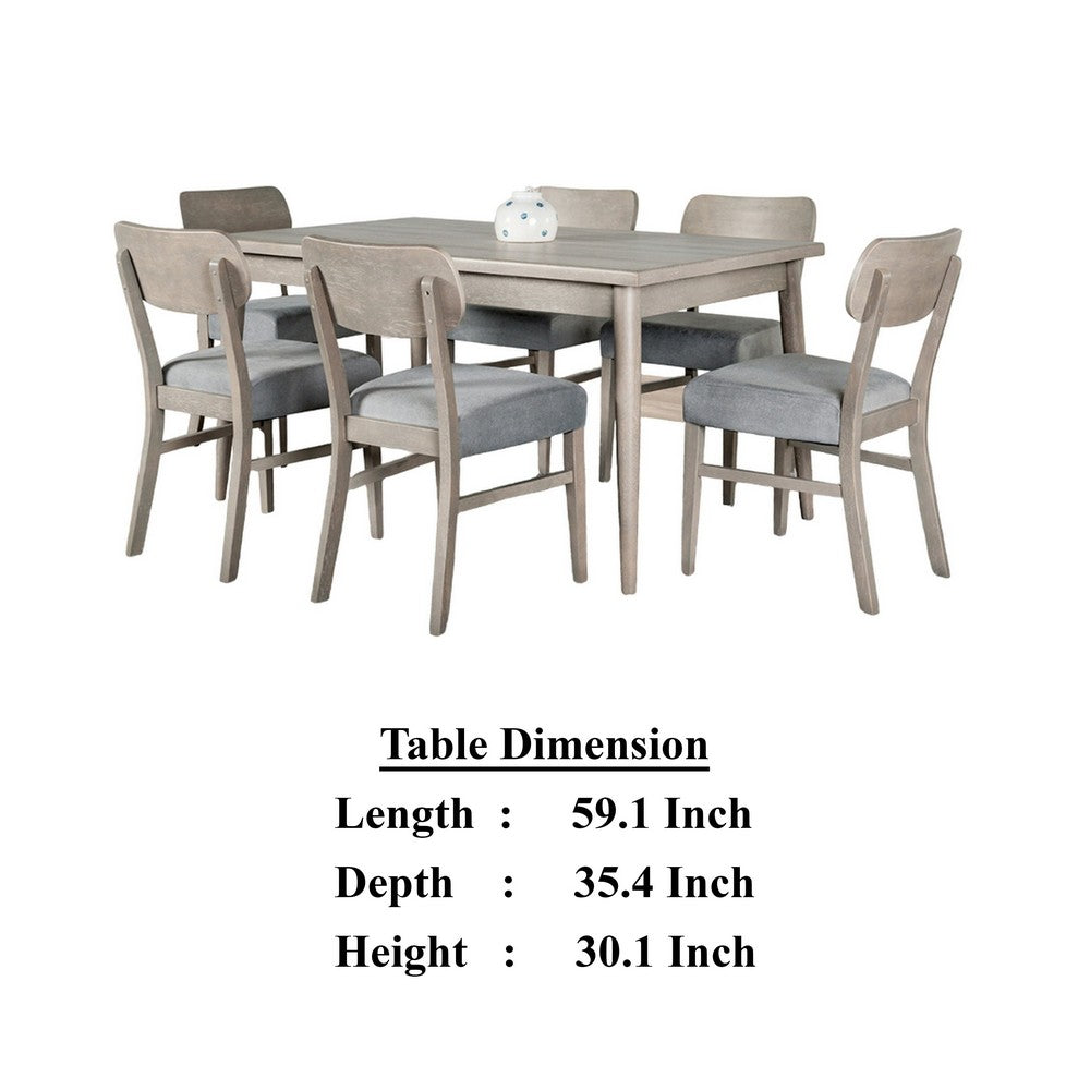 Kene 7pc Dining Table Set with 6 Padded Chairs, Solid Edge Band, Gray - BM321122