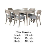 Kene 7pc Dining Table Set with 6 Padded Chairs, Solid Edge Band, Gray - BM321122