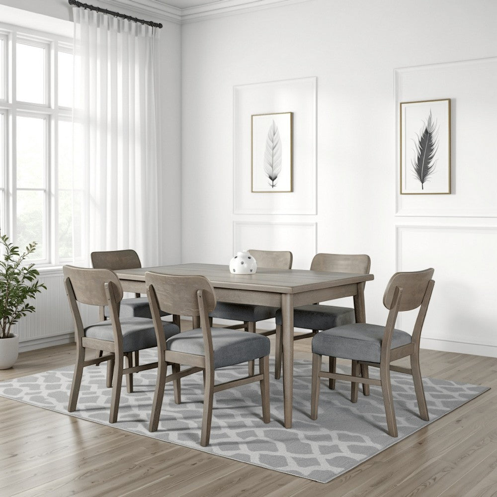 Kene 7pc Dining Table Set with 6 Padded Chairs, Solid Edge Band, Gray - BM321122
