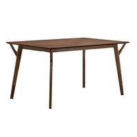 Skie Dining Table, 59 Inch Rectangular Top, Angled Legs, Brown Solid Wood -BM321124