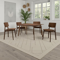 Skie Dining Table, 59 Inch Rectangular Top, Angled Legs, Brown Solid Wood -BM321124