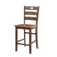 Lasie 5 Piece Counter Height Table Set, 4 Chairs, Slatted, Brown Solid Wood -BM321134