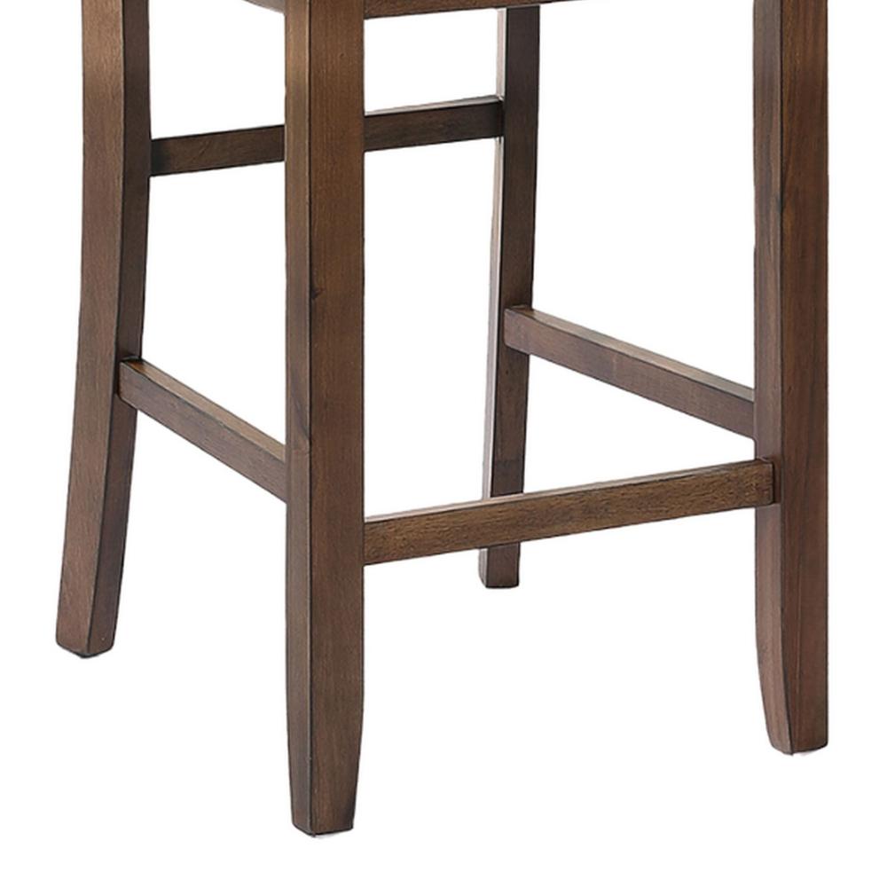 Lasie 5 Piece Counter Height Table Set, 4 Chairs, Slatted, Brown Solid Wood -BM321134