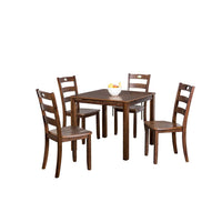 Lasie 5 Piece Counter Height Table Set, 4 Chairs, Slatted, Brown Solid Wood