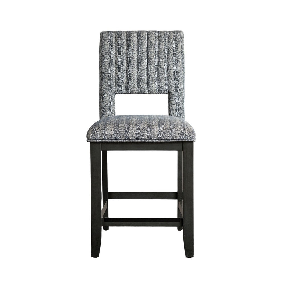 Manny Counter Height Chair Set of 2, Bluish Gray Fabric Seat and Back -BM321136