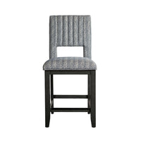 Manny Counter Height Chair Set of 2, Bluish Gray Fabric Seat and Back -BM321136
