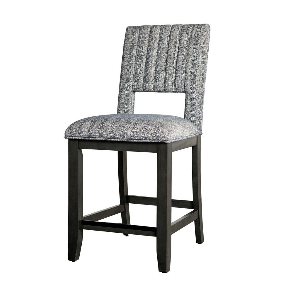 Manny Counter Height Chair Set of 2, Bluish Gray Fabric Seat and Back -BM321136
