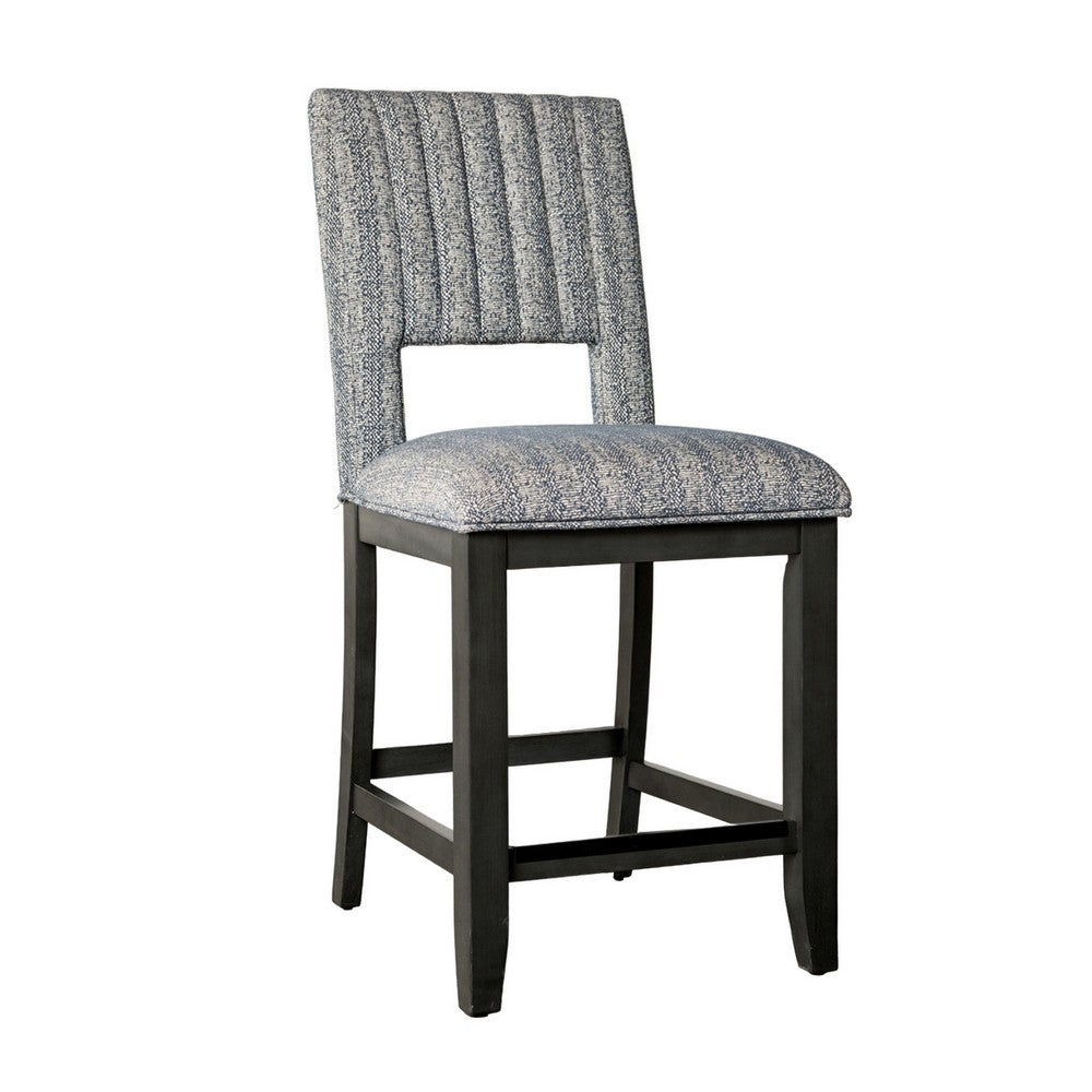 Manny Counter Height Chair Set of 2, Bluish Gray Fabric Seat and Back -BM321136