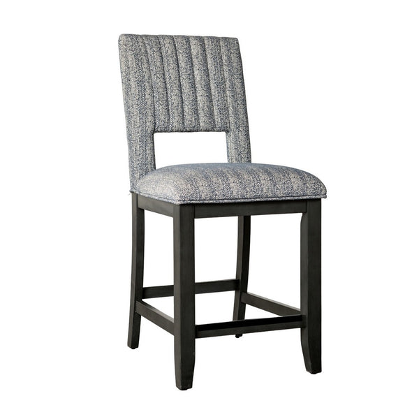 Manny Counter Height Chair Set of 2, Bluish Gray Fabric Seat and Back -BM321136
