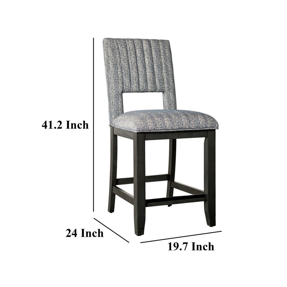 Manny Counter Height Chair Set of 2, Bluish Gray Fabric Seat and Back -BM321136