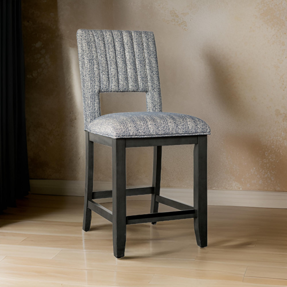 Manny Counter Height Chair Set of 2, Bluish Gray Fabric Seat and Back -BM321136