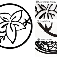Cinq 3 Piece Set Wall Decor, Floral Hollow Out Abstract Design, Black Round Metal Frame - BM321139
