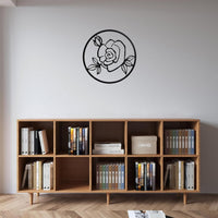 Cinq 3 Piece Set Wall Decor, Floral Hollow Out Abstract Design, Black Round Metal Frame - BM321139