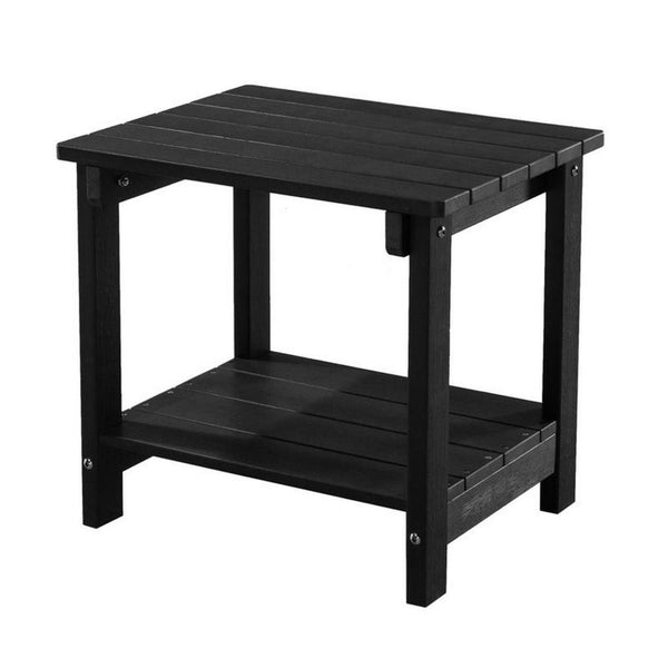 West Outdoor Patio End Table with Shelf, 16 Inch, Modern Wood Style Black -BM321175