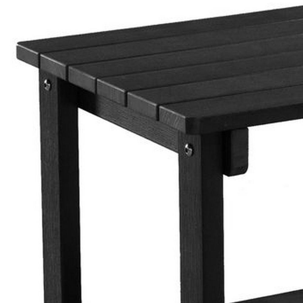 West Outdoor Patio End Table with Shelf, 16 Inch, Modern Wood Style Black -BM321175