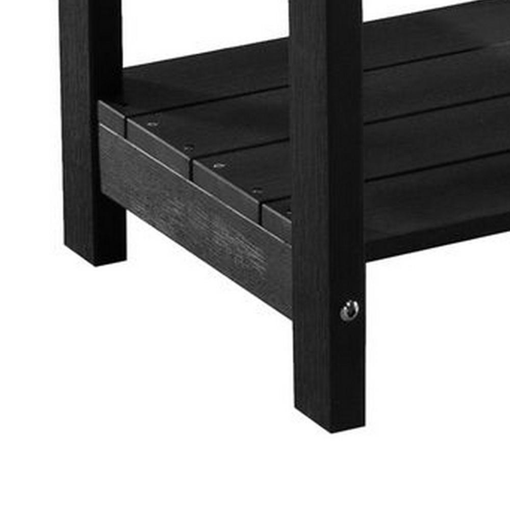 West Outdoor Patio End Table with Shelf, 16 Inch, Modern Wood Style Black -BM321175