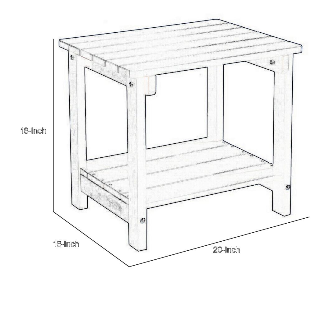 West Outdoor Patio End Table with Shelf, 16 Inch, Modern Wood Style Black -BM321175