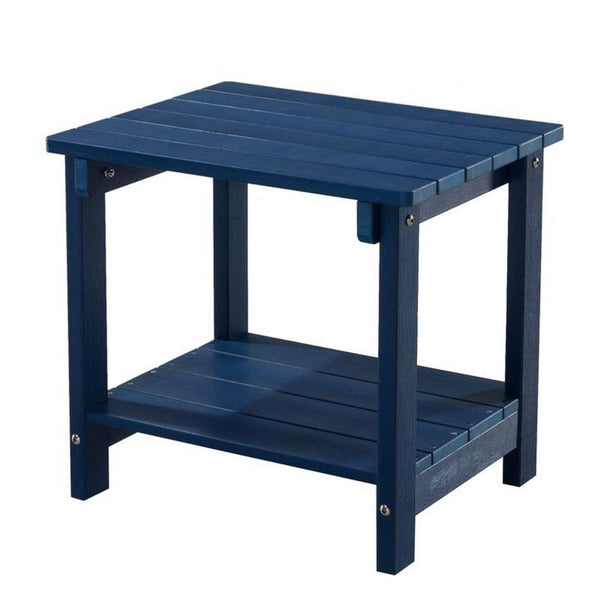 West Outdoor Patio End Table with Shelf, 16 Inch, Modern Wood Style Blue -BM321176
