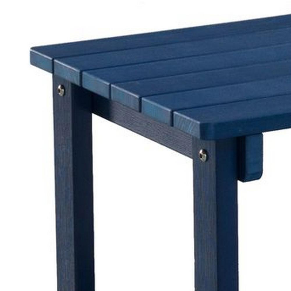 West Outdoor Patio End Table with Shelf, 16 Inch, Modern Wood Style Blue -BM321176