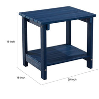 West Outdoor Patio End Table with Shelf, 16 Inch, Modern Wood Style Blue -BM321176