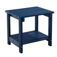 West Outdoor Patio End Table with Shelf, 16 Inch, Modern Wood Style Blue
