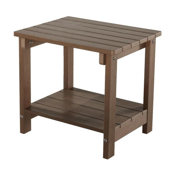 West Outdoor Patio End Table with Shelf, 16 Inch, Modern Wood Style Brown -BM321177